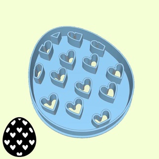 Paskalya paşa kurabiye kesiciler 23 Yumurta kalpler stil 2 mutlu ilkbahar dekor Gıda yumurtalar kalp 3d print model - Mito3D
