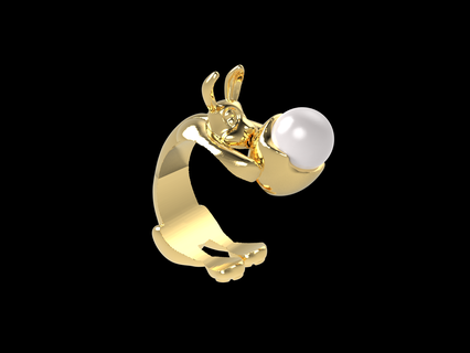 Ostern Ring Osterkulte Hase Silber Gold Schmuck Mode 3d Juwel 3d print model - Mito3D
