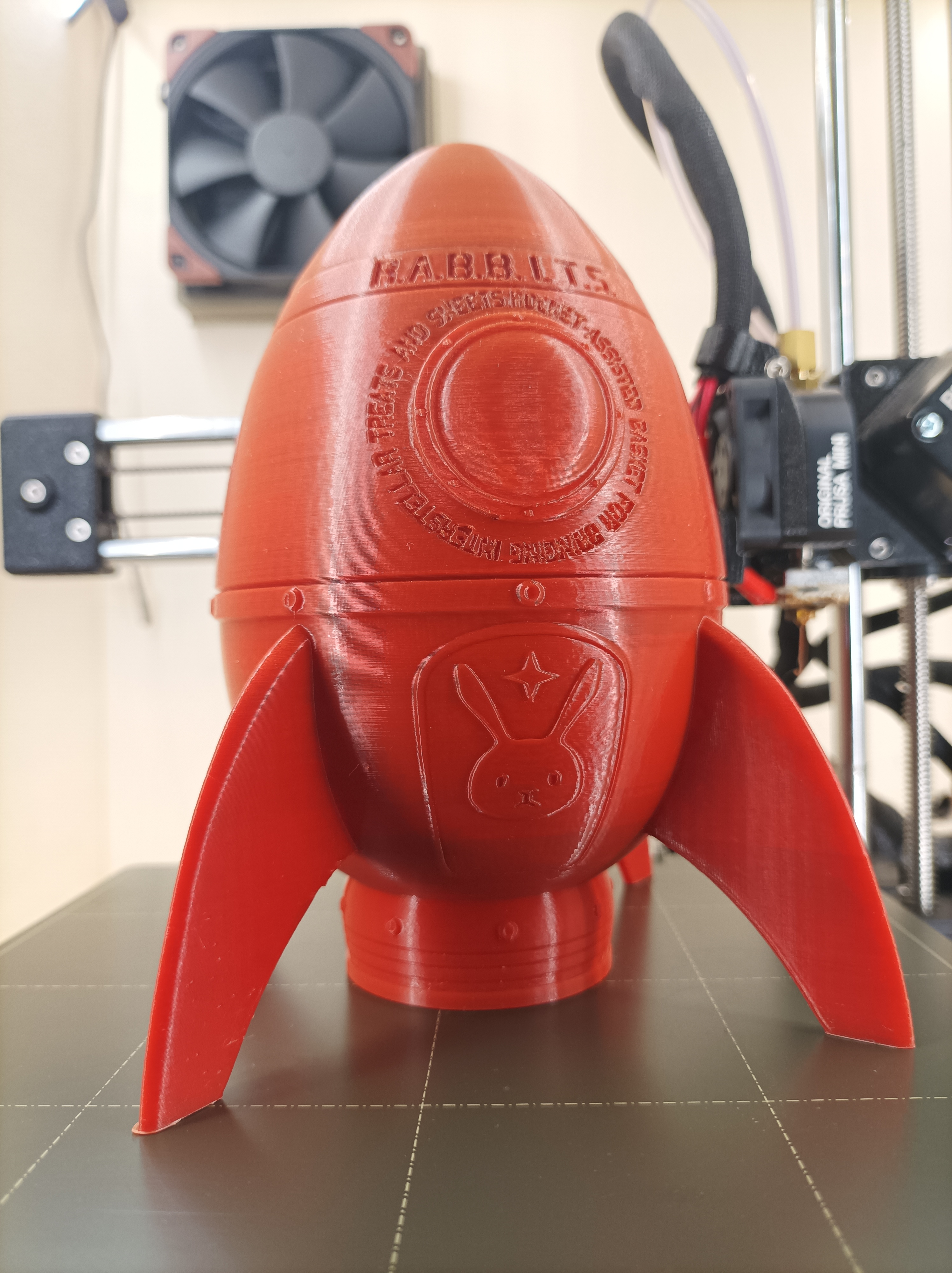 easter rocket ship - rabbit egg bunny funny eggholder spring toy 3D print model - Mito3D