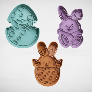 easter set x3 cookie cutter cutters stl molds rabbit bunny 3d print model - Mito3D