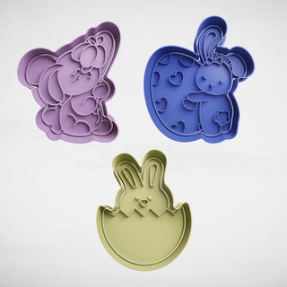 easter set x3 cookie cutter cutters stl molds rabbit bunny egg 3d print model - Mito3D