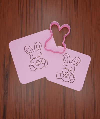 easter stencil 30 rabbit template drawing decoration religion gift chocolate pastry shop cookies bakery 3d print model - Mito3D
