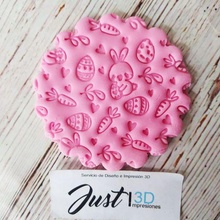 easter texturizer 3 bunnies rabbits rabiit bunny carrot hearts heart putty porcelain cold pasta from rubber ballina clay fondant mass marker stamp stamping 3d print model - Mito3D