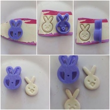 easter theme bunny head clay imprint earring cutter stamp jewelry cutters themed religious 3d print model - Mito3D