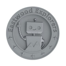 eastwood explorers robot medallion art signs logos 3d print model - Mito3D