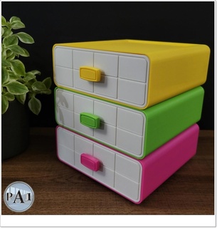 easy-to-print stackable drawers storage box cute supportless support free 3d print model - Mito3D