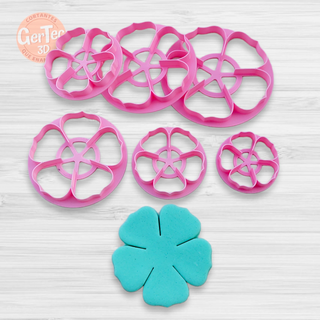 easy flower petal cutter d2 flowers cookie seal stamp mass cookies cold porcelain ceramics 3d print model - Mito3D