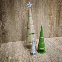 eccentric turned christmas trees home decoration ornament happy holidays seasonal wood turning xmas tree 3d print model - Mito3D