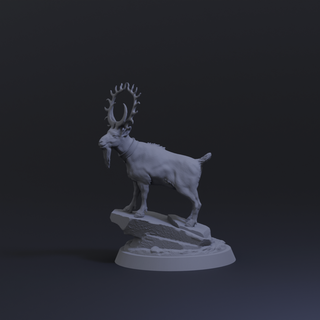 éclipse ibex 32mm échelle pre supported 3d impression modèle animal art créature dnd wargaming collectionner fantaisie lune cornes majestueux chèvre miniature stl figure rpg 3dprinting monstre 3d print model - Mito3D