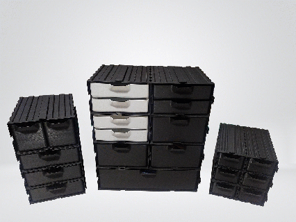 economical stackable drawers - fast printing drawer modular storage print quick organize organization desk workshop vase mode 3d print model - Mito3D