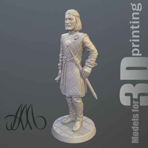 eddard stark game of thrones miniature ned printable board 3D print model - Mito3D