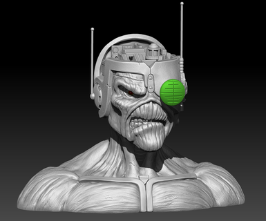 eddie cyborg bust iron maiden maskot 3d print model - Mito3D