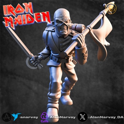 eddie head iron maiden pre-supported art rock metal heavy england band iconic sculpture mini 3d print model - Mito3D