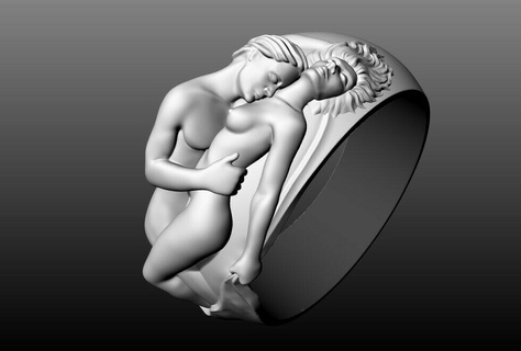 Éden abraço homem mulher anel 3d ouro Projeto jardim jóia joalheria personagem romântico símbolo amoroso unidade argolas 3d print model - Mito3D