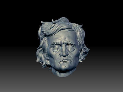 Edgar Allan Poe Gesicht Porträt Kunst 3d Drucken 3d print model - Mito3D