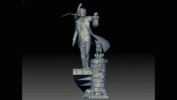 Edgar Allan Poe Statue 3d Drucken Katze Taube Krähe 3d print model - Mito3D
