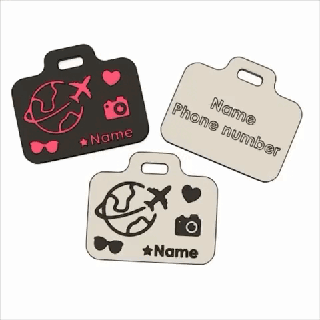 editable travel tag suitcase luggage name id 3d print model - Mito3D
