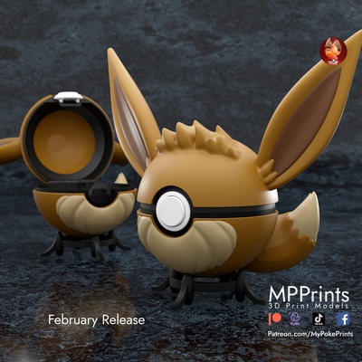 eevee bola funcional arte bulbasauro mewtwo espeon pikachu revelação maluco mypokeprints impressões mp umbreon 3d print model - Mito3D