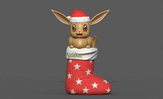 eevee Weihnachten Strumpf Spiel eevee Pokémon Weihnachten Urlaub 3d print model - Mito3D