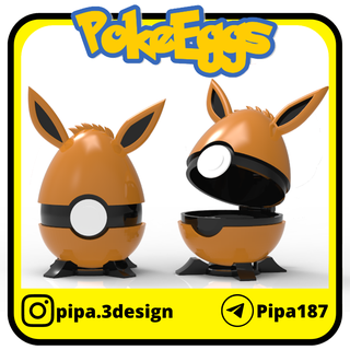 Évoli Pâques Oeuf pokeballs Pokémon pokeball goûter go 3d print model - Mito3D