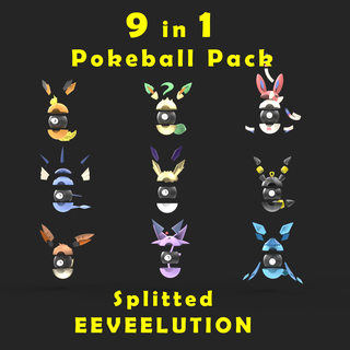 eeveelution Pokeball Pack eevee glaceon Pikachu Veelutions Anime Naruto leafeon Vaporeon Jolteon espeon Drachen Ball charmander Pokémon Flareon Tauros pok mon 3d print model - Mito3D