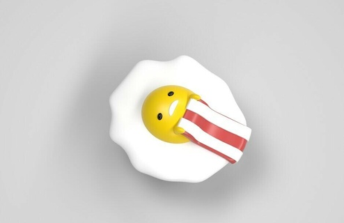 egg bacon Art kawaii cute bacpn food art toy kawatoys 3d print model - Mito3D