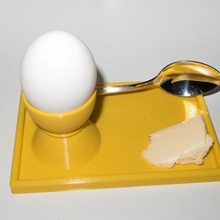 2 yumurta kap kaşık tutucu sürümü ev haşlanmış kahvaltı yemek tepsisi plaka spoonholder mutfak 3d print model - Mito3D