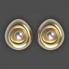 egg earrings jewelry pearl minimalism contemporary pearlearrings 3d print model - Mito3D