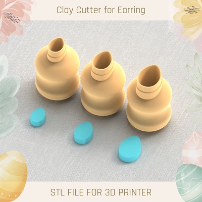 egg easter mini clay cutter tools earring 3d print model - Mito3D