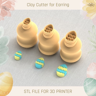 egg prints easter mini clay cutter tools earring 3d print model - Mito3D