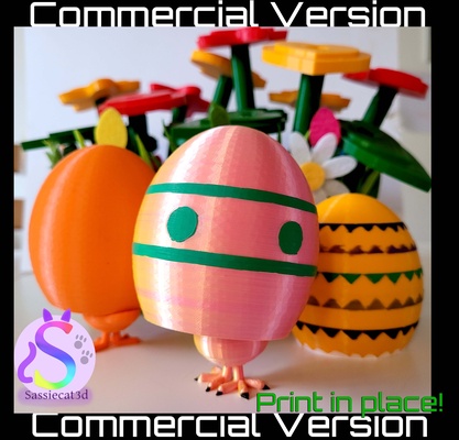 eggie commercial version easter egg chicken chick bird toy pip print in place no supports support 3d print model - Mito3D