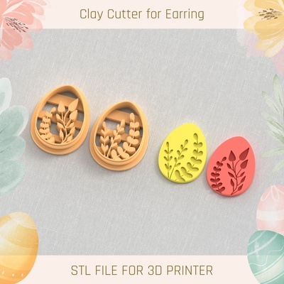 eggs plants easter polymer clay cutters cutter tools earring egg busket rabbit 3d print model - Mito3D