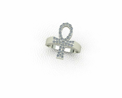 egipsia cross ring rings stones gentleman chopper chains jewelry precious egypt 3d print model - Mito3D