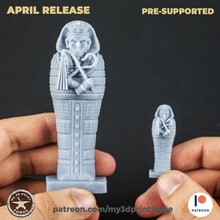 Ägypten Pharao Sarkophag 32mm 75mm pre supported uralt Grab Zahl Skulptur ägyptisch Rollenspiel Mumie Untote Feind Verlies dnd Pfadfinder 3d print model - Mito3D