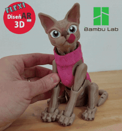 egyptian cat sphinx game cute flex flexible egypt prin in place brackets sphynx happy gift toy bambulab 3mf stl 3d print model - Mito3D