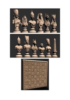 egyptian chess ejedrez 3d print model - Mito3D