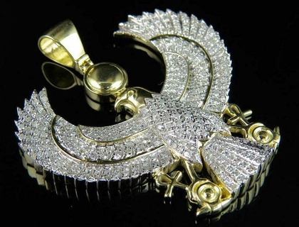 egyptian eagle diamond pendant Jewelry animal antique luxury rapper hiphop jewelry necklace gemstone elegant celebrity style jewellery bling gem urban 3d 3d print model - Mito3D