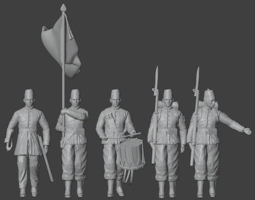 egyptian infantry command marching 1 sudan 1882 28mm game wargame egypt 3d print model - Mito3D