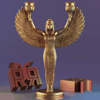 egiziano isis statua dea scultura porta candele modellazione desktop oggetto stl amore arredamento casa home decor carina minimo 3d print model - Mito3D