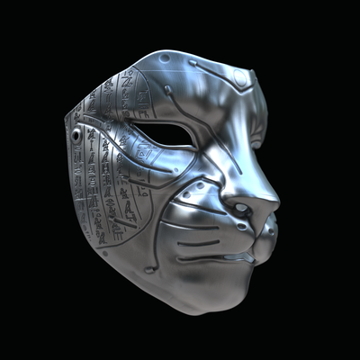 egyptian lion mask hieroglyphs art cat prop watertight deco carnival funny animal artefact 3d print model - Mito3D