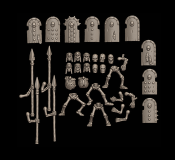 egyptian skeleton spear footmen oldhammer final 3d print model - Mito3D