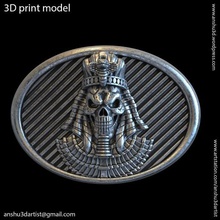 egyptian skull vol1 belt buckle relief jewelry biker gothic punk cnc fashion accessories jewel ornament metal ancient medieval celtic fantasy snake clothing belts molle patch 3d print model - Mito3D