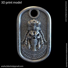 egyptian skull vol1 pendant jewelry relief biker gothic punk ancient medieval mythical mayan celtic human organic head fantasy cloth armour pendants 3d print model - Mito3D