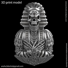 egyptian skull vol2 pendant relief jewelry pendants womens mens necklace queen king pyramid horror armour medieval mayan ancient jewel organic gothic punk celtic biker 3d print model - Mito3D