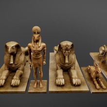 egyptian statues game model 3d art sand ra ankh tombstone anubis old gods 3d print model - Mito3D