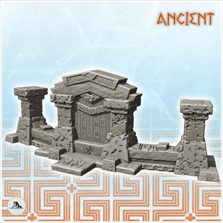 egyptian temple wall ruin 2 - ancient classic old archaic fantasy 28mm 20mm 15mm building architecture tabletop miniatures scenery wargame game terrain house accessories roman greek age latin antique carthage dba rome greece 3d print model - Mito3D