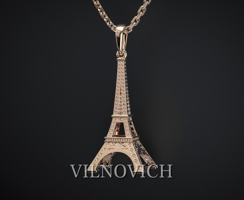 eiffel tower pendant jewelry jewelry gold printable silver rings diamond ring jewellery jewel luxury animals animal pendants diamonds necklaces souvenir 3d print model - Mito3D