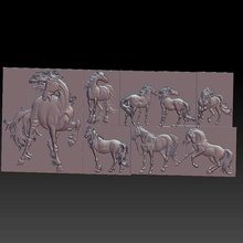 acht horses art animal creature artcam nature decoration bas-relief cnc 3d mold sculpture zbrush paintings pattern 3d print model - Mito3D