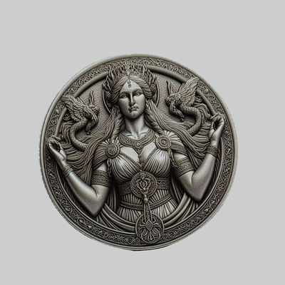eir norse mythology god medallion art locket thor odin pendant 3d print model - Mito3D