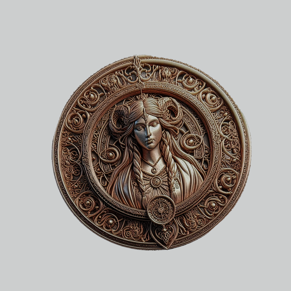 eir norse mythology god medallion art locket thor odin pendant 3D print model - Mito3D